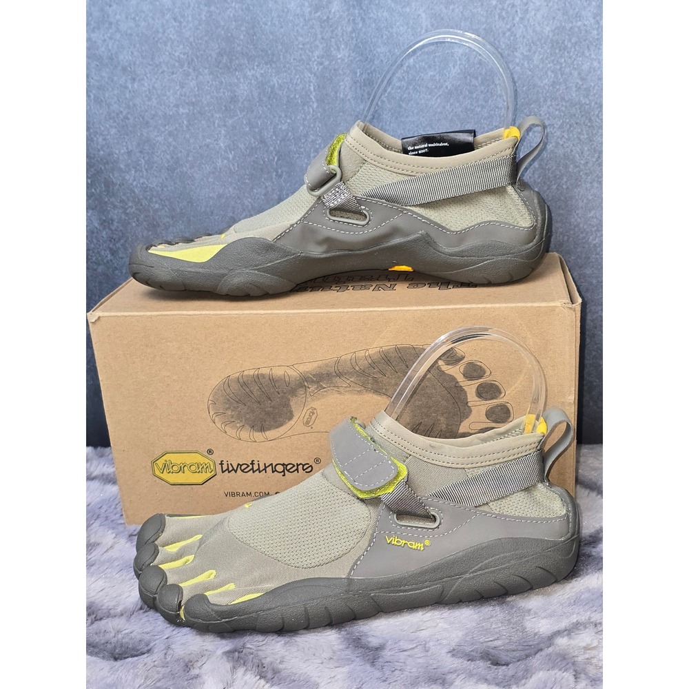 NWB Vibram FiveFingers KSO Grey Yellow Barefoot Shoes Womens 37‎ US 6.5-7